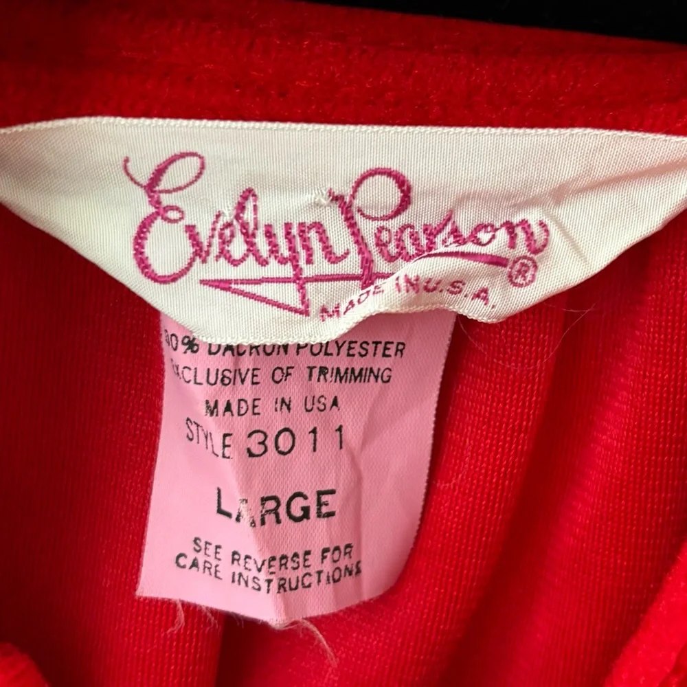 Vtg Retro Evelyn Pearson Womens Long Red Robe Housecoat‎ Scalloped Edge Neck L